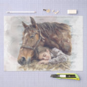 納屋で眠っている馬と女の最高の子"友達" 薄葉紙 (クラフト)