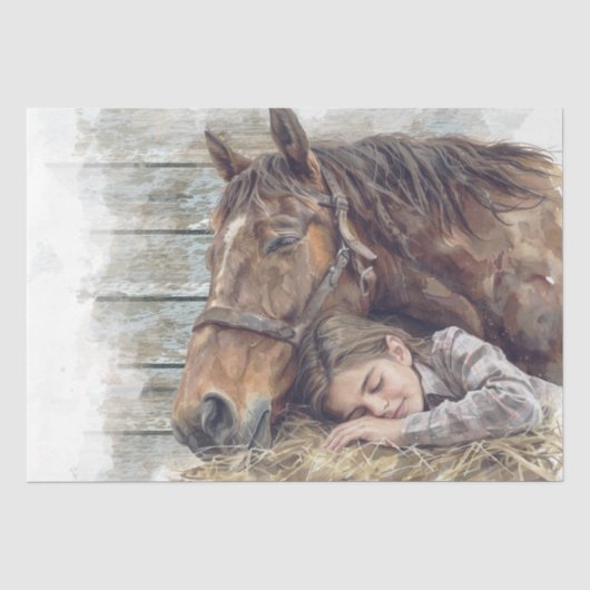 納屋で眠っている馬と女の最高の子"友達" 薄葉紙 (正面)