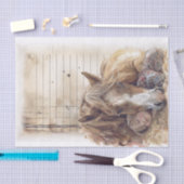 納屋で眠っている馬と女の最高の子"友達" 薄葉紙 (クラフト)