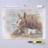 納屋で眠っている馬と男の最高の子"友達" 薄葉紙 (クラフト)