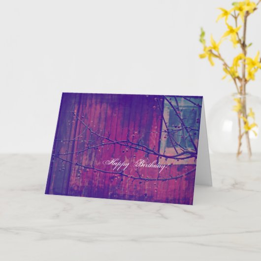 納屋と木の手足デジタルアート、誕生日 カード (黄色い花)