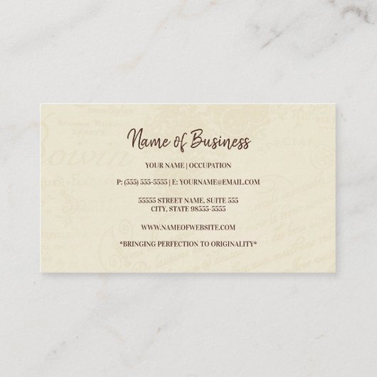 納屋と自転車のヴィンテージ復旧 名刺 (裏面)