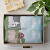 納屋と青い空を持つかわいいマンガの家畜 薄葉紙 (ギフト)