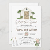 納屋に備える新婚カップルの結婚前お披露目パーティー 招待状 (正面/裏面)