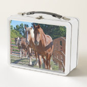 納屋に戻って先頭に立たれる馬 メタルランチボックス (正面)