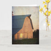 納屋に沈む夕日 カード (黄色い花)