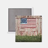 納屋に色彩の鮮やかあるアメリカ国旗 マグネット (正面/裏面)