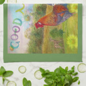 納屋のおはようのオンドリ キッチンタオル (折り畳み)