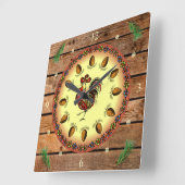 納屋のサイン～16進数のサイン～雄鶏～松のコーン～に注ぐ スクエア壁時計 (傾斜)