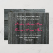 納屋のドアとショッキングピンクのバラの結婚式招待状 招待状 (正面/裏面)