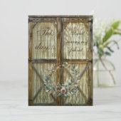 納屋のドアとローズの花のウェディング招待状 招待状 (スタンド正面)