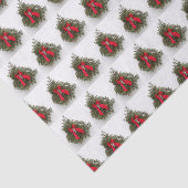 納屋のドアにクリスマスボウと松の木 薄葉紙 (詳細)