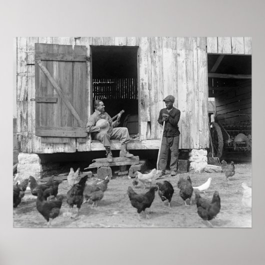 納屋のバンジョー奏者、1927年。ヴィンテージ写真 ポスター (正面)