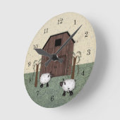 納屋のヒツジの柱時計 ラウンド壁時計 (傾斜)