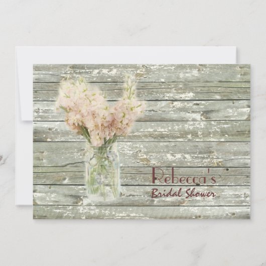 納屋のブライダルシャワーを結婚する木製のメーソンジャー 招待状 (正面)