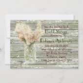 納屋のブライダルシャワーを結婚する木製のメーソンジャー 招待状 (裏面)