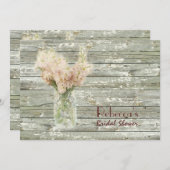 納屋のブライダルシャワーを結婚する木製のメーソンジャー 招待状 (正面/裏面)