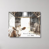 納屋のヘレフォードカウアンドルースター キャンバスプリント (正面)