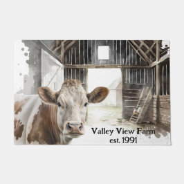 納屋のヘレフォードカウアンドルースター ドアマット