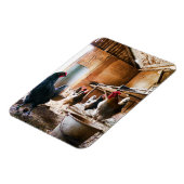 納屋の中の鶏と鶏 マグネット (左側)