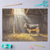 納屋の乳牛のデコペ素朴ージ 薄葉紙 (クラフト)