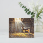 納屋の乳牛素朴 ポストカード (スタンド正面)