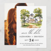 納屋の保存日付, ラスティックな農家の写真 招待状 (正面/裏面)