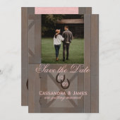 納屋の安定したドア写真で日付を保存 招待状 (正面/裏面)