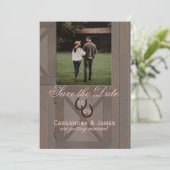 納屋の安定したドア写真で日付を保存 招待状 (スタンド正面)