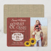 納屋の木とひまわりの写真でSave the Dateをお知らせ セーブザデート (正面/裏面)