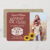 納屋の木とひまわりの写真でSave the Dateをお知らせ セーブザデート (正面/裏面)