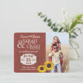 納屋の木とひまわりの写真でSave the Dateをお知らせ セーブザデート (スタンド正面)