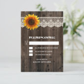 納屋の木とレースのひまわり ウェディングRSVPカード 出欠カード (スタンド正面)