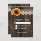 納屋の木とレースのひまわり ウェディングRSVPカード 出欠カード (正面/裏面)