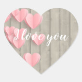 納屋の木にピンクのかわいいハート ハートシール (正面)