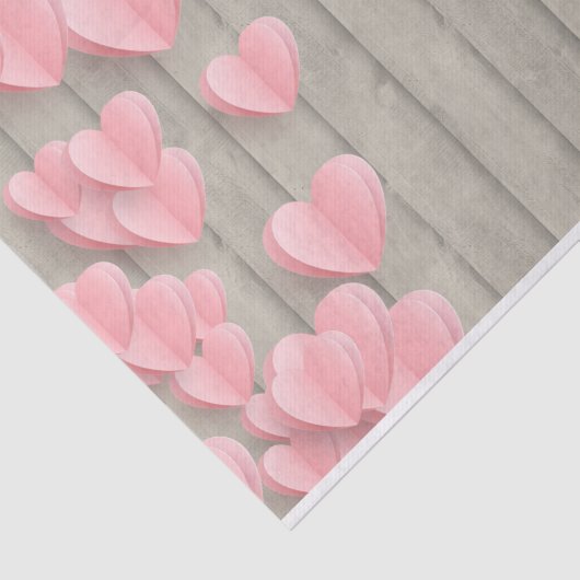 納屋の木にピンクのかわいいハート 薄葉紙 (詳細)