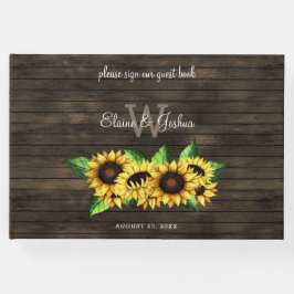 納屋の木のフローラひまわり結婚の素朴 ゲストブック