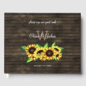 納屋の木のフローラひまわり結婚の素朴 ゲストブック (正面)