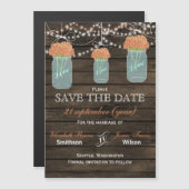 納屋の木のメイソンは珊瑚の花を日付を保存する マグネット招待状 (正面/裏面)