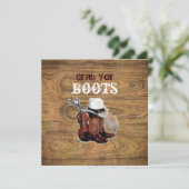 納屋の木のラスティックカントリーカウボーイウェディング 招待状 (スタンド正面)