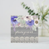 納屋の木のレース 水彩画 青と白のあじさい 招待状 (スタンド正面)