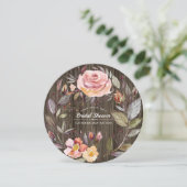 納屋の木の秋の花のリース ブライダルシャワー 招待状 (スタンド正面)