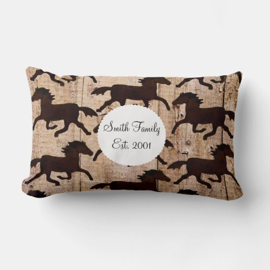 納屋の木製のカウボーイのギフトの国の西部の馬 ランバークッション (正面)