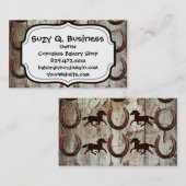 納屋の木製のカウボーイのギフトの馬そして蹄鉄 名刺 (正面/裏面)