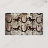 納屋の木製のカウボーイのギフトの馬そして蹄鉄 名刺 (裏面)
