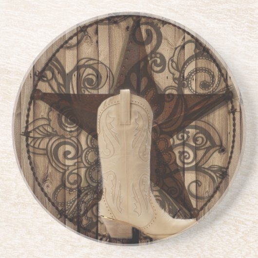 納屋の木製のテキサス州の単独星の西欧諸国の女性のカーボーイ コースター (正面)