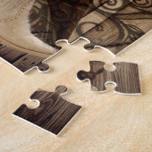 納屋の木製のテキサス州の単独星の西欧諸国の女性のカーボーイ ジグソーパズル (側面)