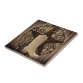 納屋の木製のテキサス州の単独星の西欧諸国の女性のカーボーイ タイル (側面)