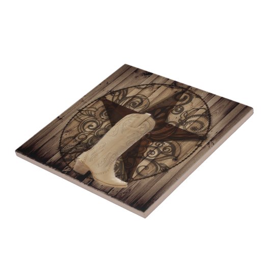 納屋の木製のテキサス州の単独星の西欧諸国の女性のカーボーイ タイル (側面)