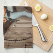 納屋の木製のテキサス州星の西欧諸国の女性のカーボーイ キッチンタオル (四つ折り)